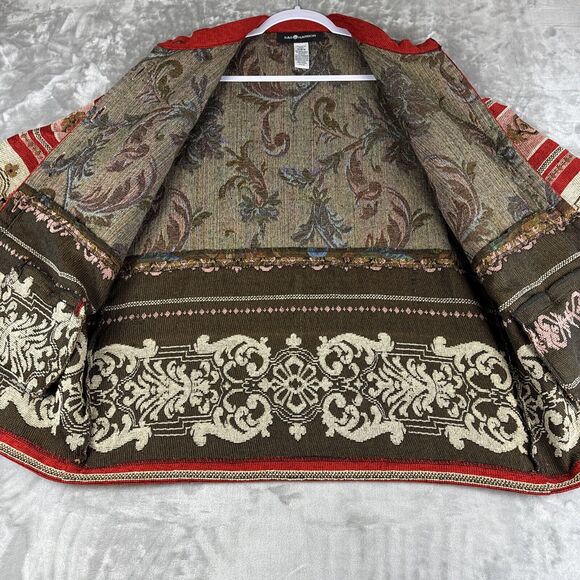 Vintage Sag Harbor Tapestry Jacket Women's 14 Red‎ Brown Pattern Detailed (1013) - Picture 7 of 11